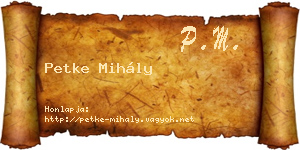 Petke Mihály névjegykártya